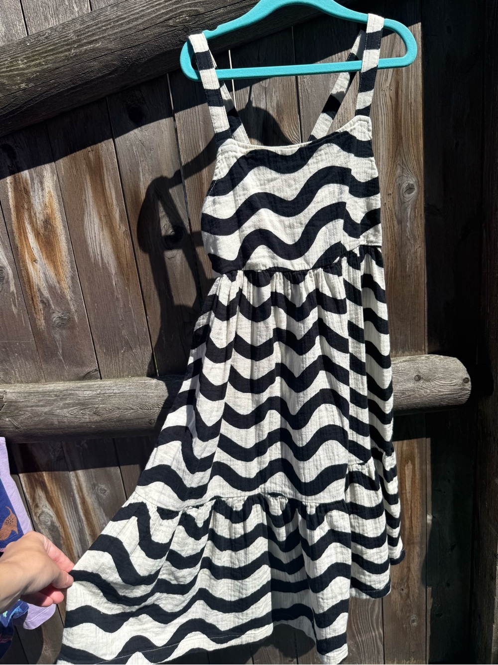 Hanna Andersson Black and White Wave-Print Sundress
